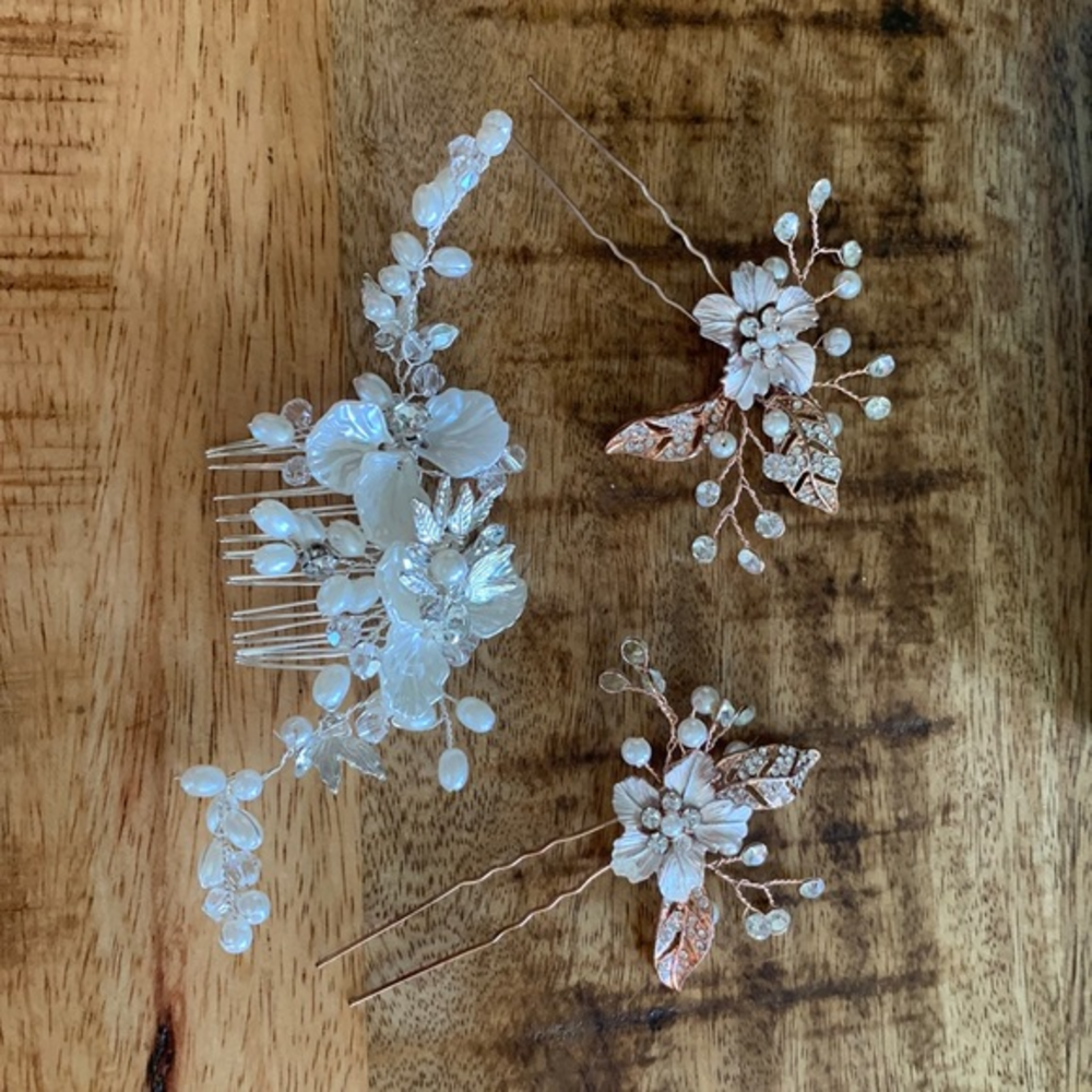 Rhinestone & Leaf Decor Bridal Hair Clip‎